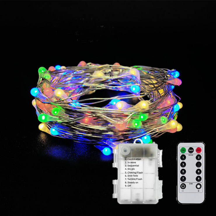 5m 10m Battery Operated remote control christmas tree party wedding fairy decoration micro led copper wire string lights