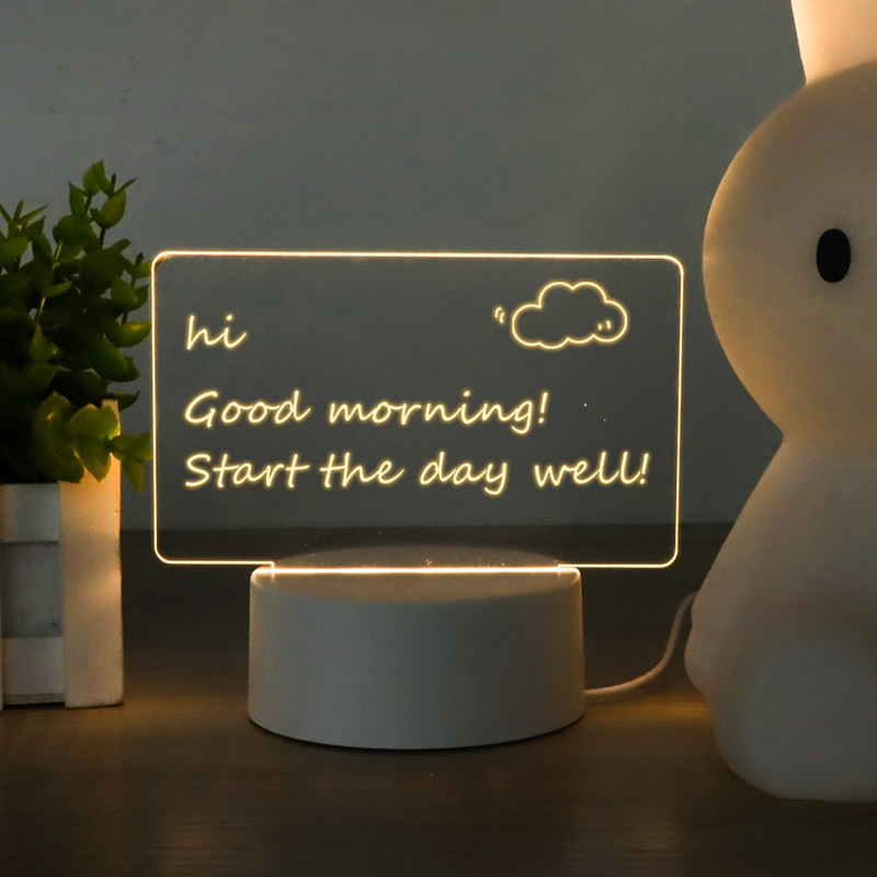 Diy LED creatives Pen rewrite luminous blank note board 3d led night light gift table lamp acrylic writing board