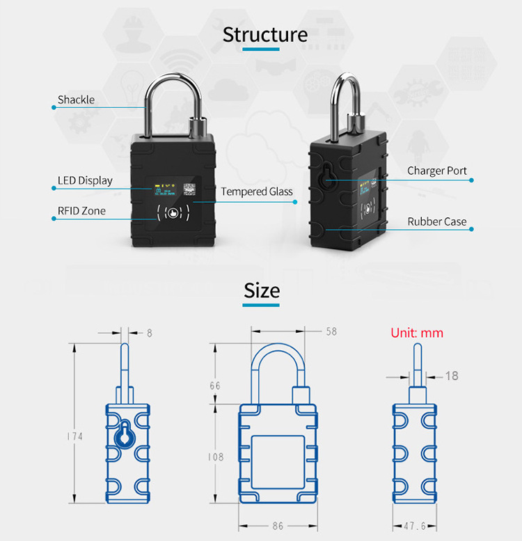 G300N Wholesale GPS Tracking Smart Lock 9600mAh Sim Card Padlock For Container Truck Tank Logistics Cars