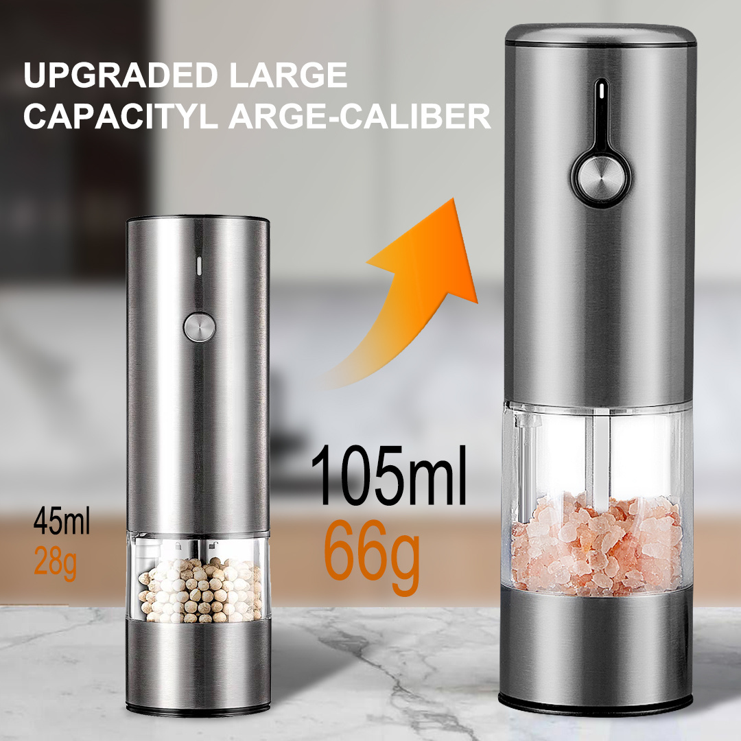 Large Capacity Electric Pepper Grinder Mill Stainless Steel USB Rechargeable Automatic Salt and Pepper Grinder