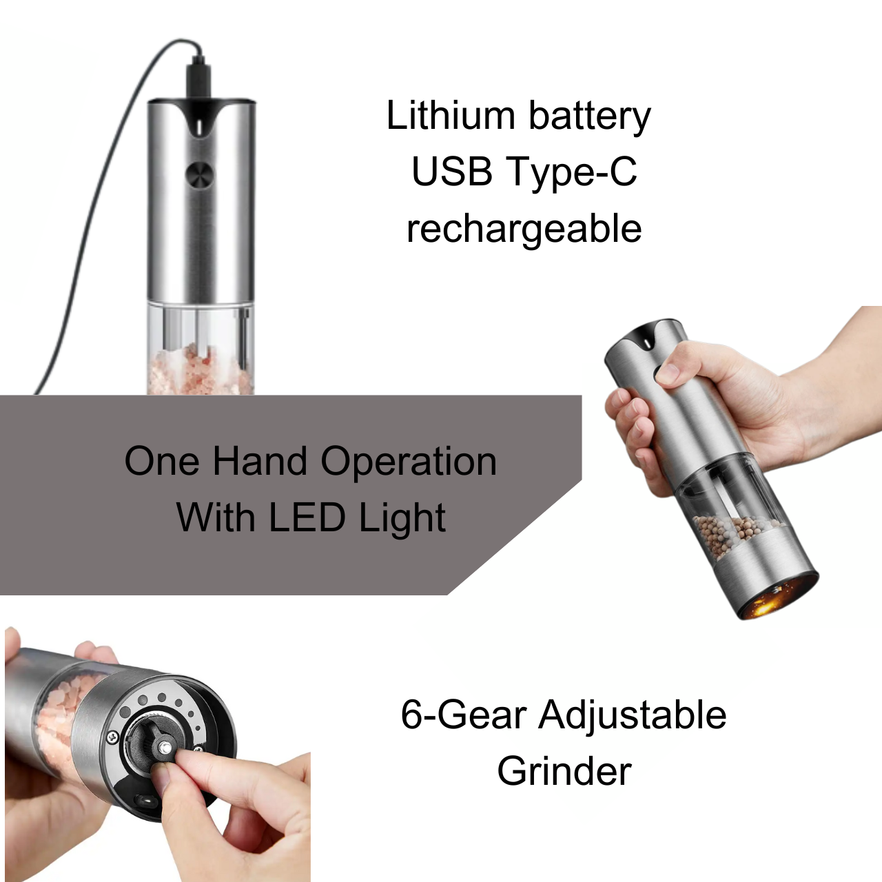 New Kitchen Gadgets 2023 Smart Electric Pepper and Salt Grinder Set Electric Pepper Grinder Mills