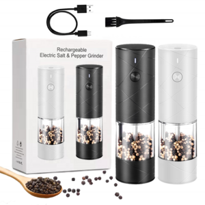 USB Rechargeable One-button Automatic Spice Pepper Mill Electric Salt And Pepper Grinder Set