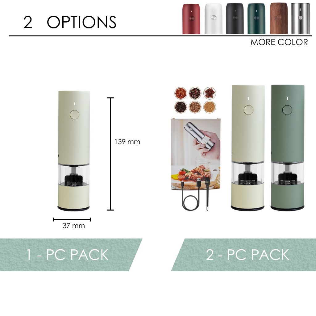 Kitchenware Stainless Steel Spice Grinder Automatic Rechargeable Mini Electric Salt And Pepper Grinder Set Pepper Mill Portable