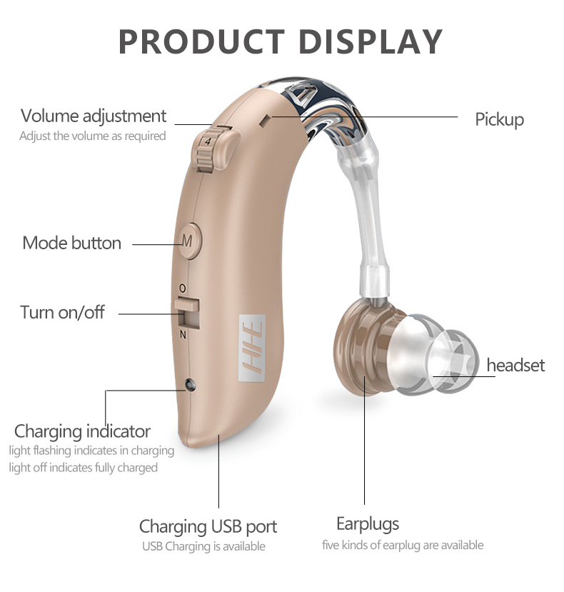 Factory Low Cost Sound Audiphones Digital Rechargeable Hearing Aid Earphone For The Deaf