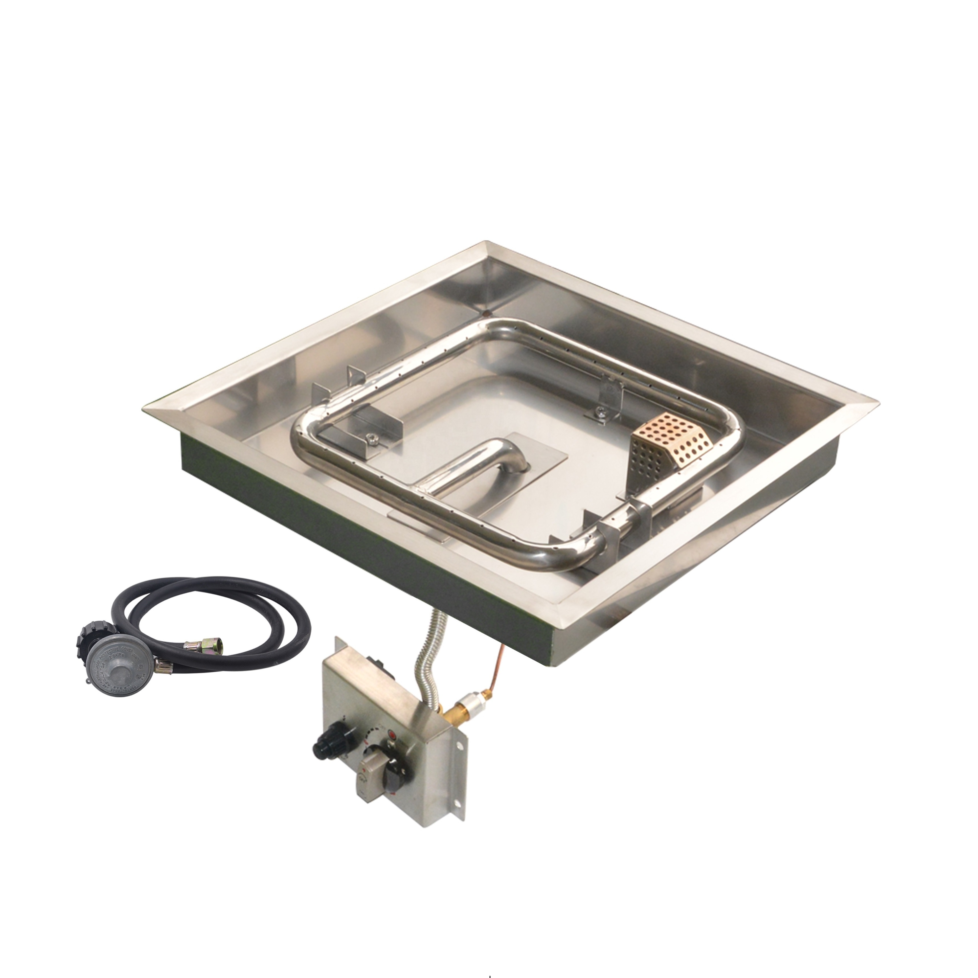 Outdoor Stainless Steel  Square Gas Fire Pit  with Electronic ignition System