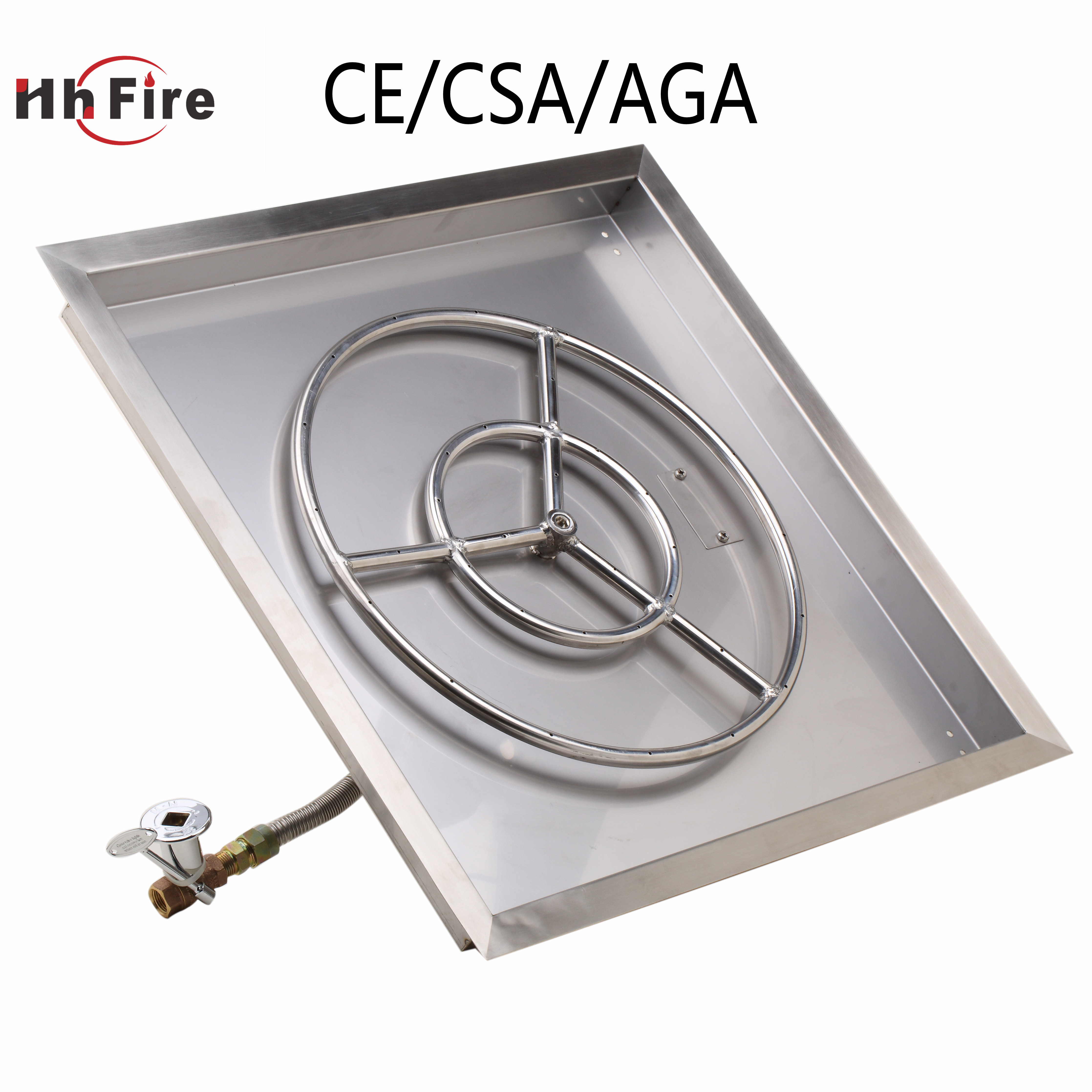 DIY Outdoor Stainless Steel Gas Fire Pit Buner Pan With Lid