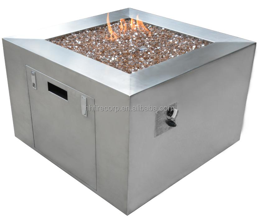 Outdoor stainless steel Square Gas Fire Pit Table with size D42 x H24.5 Inch