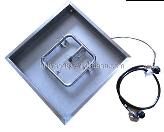 Outdoor Stainless Steel  Square Gas Fire Pit  with Electronic ignition System