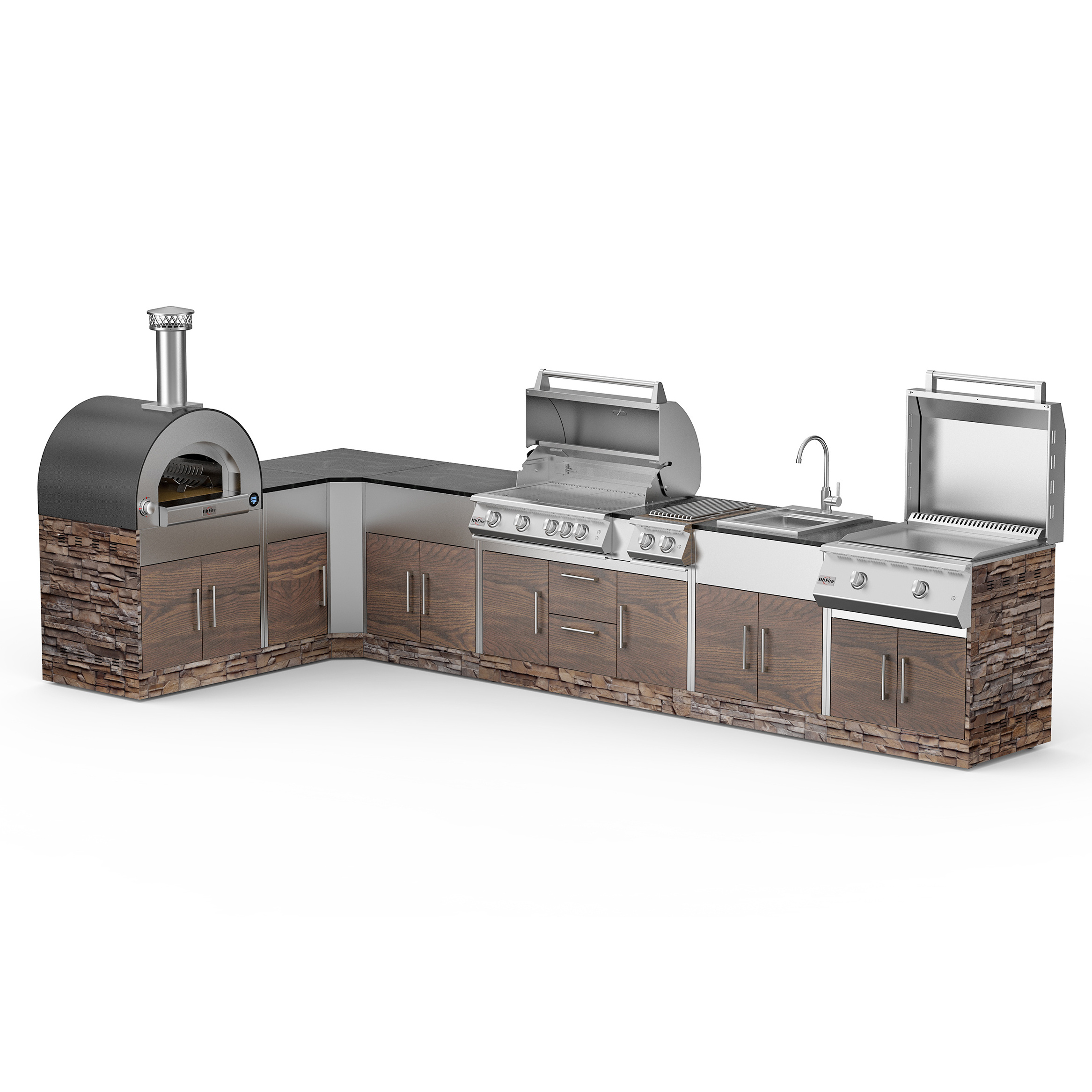 Outdoor Kitchen Stainless Steel Gas Grill With Oven Stainless Steel BBQ Grill Island Door Cooker Kitchen Cabinets