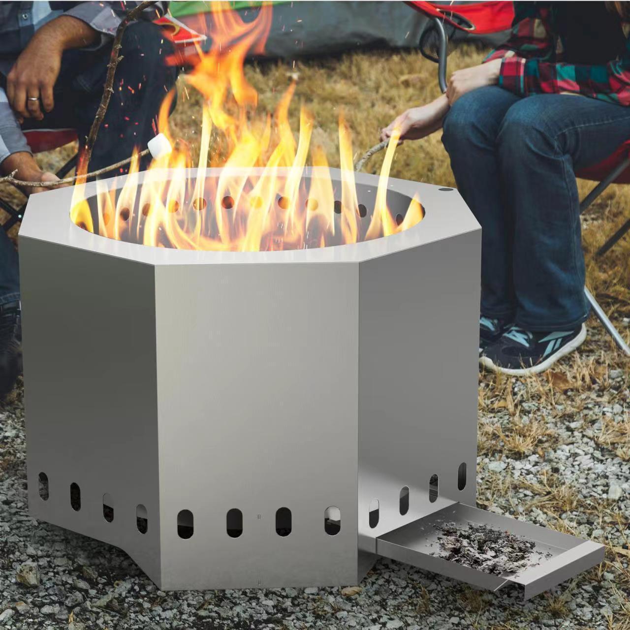 Smokeless Round Portable Fireplace Eco-friendly Stainless Steel Firepits Clean Burning Fire Bowl Outdoor Fire Pit