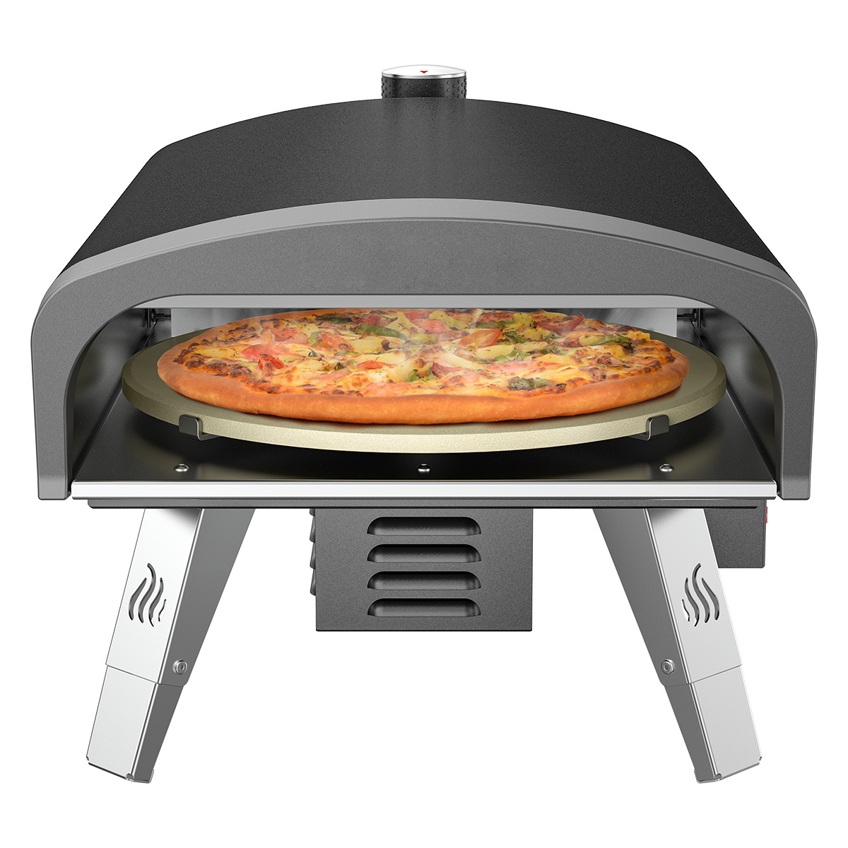 Steel with high temperature powder coating Electric automatic motor Gas pizza oven outdoor garden electric pizza oven