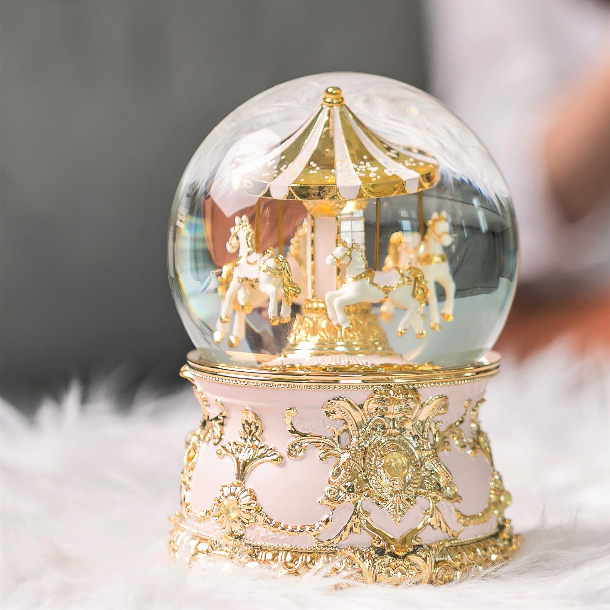 ODM Crystal custom snowball Snow Ball Music Box For Decor Products Light Music Box snow globe