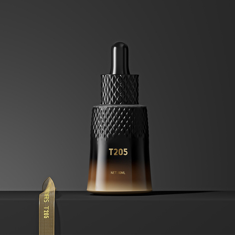 New Luxurious 30ml Black to Amber Translucent Gradient Pineapple Essential Oil Glass Bottle Matching Unique Pineapple Ring