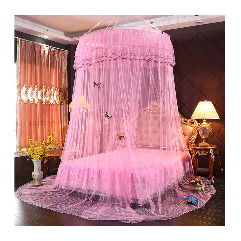 auto opening large size 100cm round head 300cm height princess design mosquito net with curtains girls bed canopies