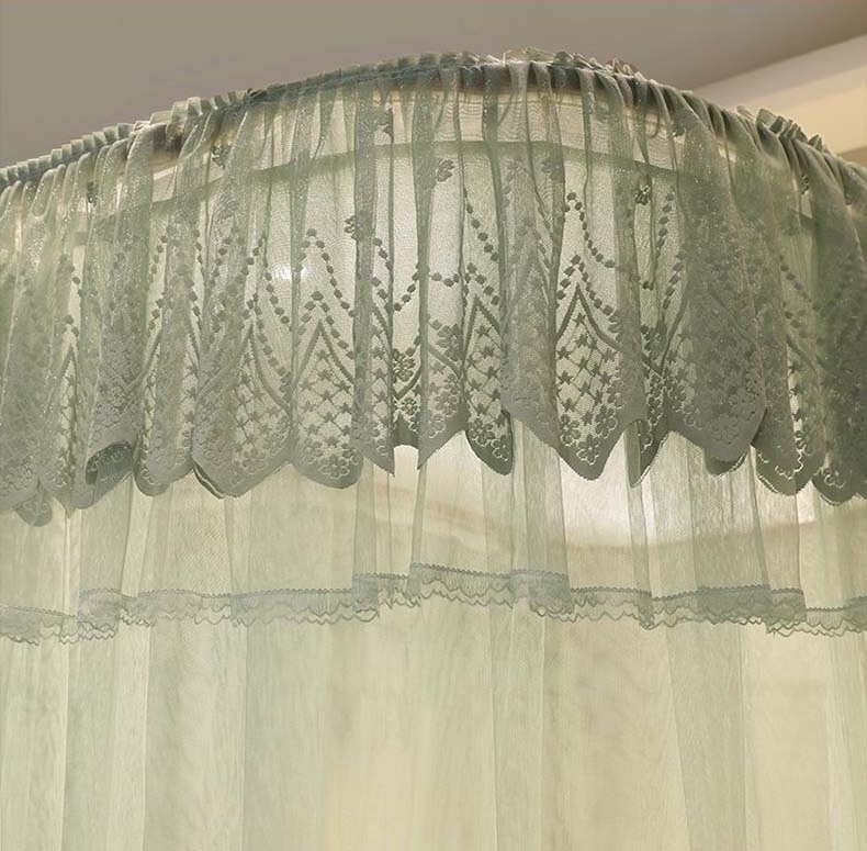 Mosquitero Princess Style Beautiful Lace Canopy Mesh Indoor Home Decoration Net King Queen Size Bed Square Shape Mosquito Net