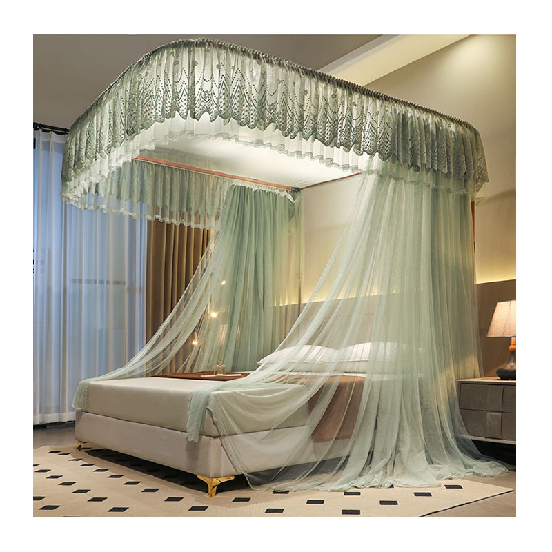 Mosquitero Princess Style Beautiful Lace Canopy Mesh Indoor Home Decoration Net King Queen Size Bed Square Shape Mosquito Net