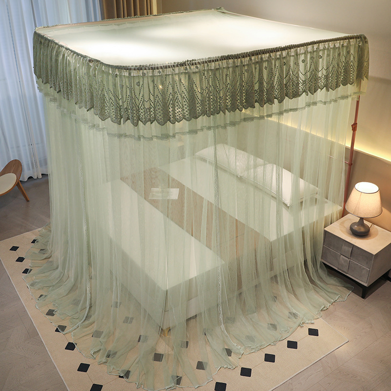 Mosquitero Princess Style Beautiful Lace Canopy Mesh Indoor Home Decoration Net King Queen Size Bed Square Shape Mosquito Net