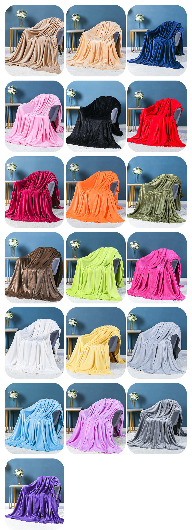 plain color 200*230cm flannel fleece SUREWAL sherpa fleece home throw blanket soft blanket for sofa bed flannel blanket