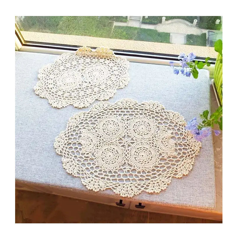 wholesale price table protector tappetini in cotone flora embroidery coffee cup placemat hand embroidery cotton mat pads