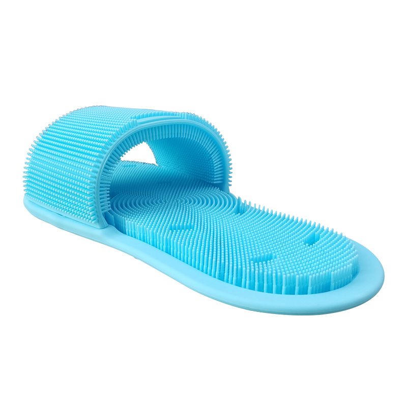 Bathroom Easy Silicone Washer Feet Foot Scrubber Brush Massager Shower Clean Blue Slippers for Exfoliating Cleaning