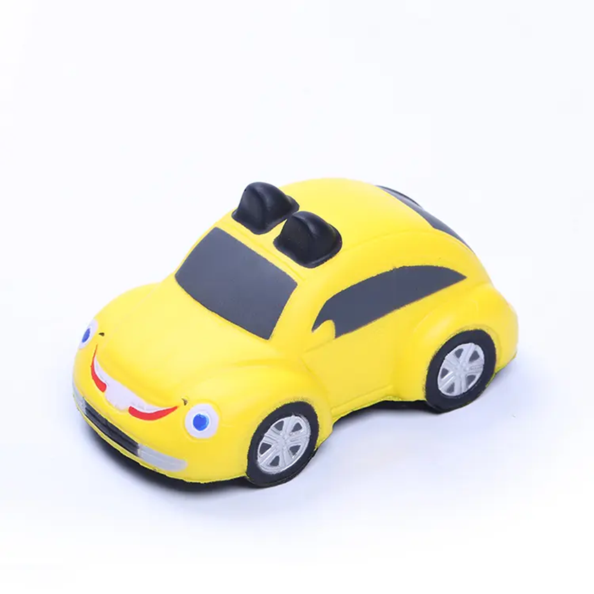 Promotional kids children Cheap Popular mini bus car truck Shaped Soft Stress Ball Beetle pu aqueeze toys