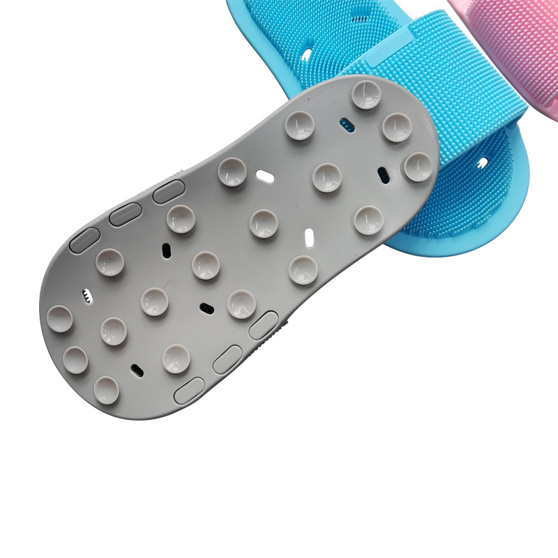 Bathroom Easy Silicone Washer Feet Foot Scrubber Brush Massager Shower Clean Blue Slippers for Exfoliating Cleaning