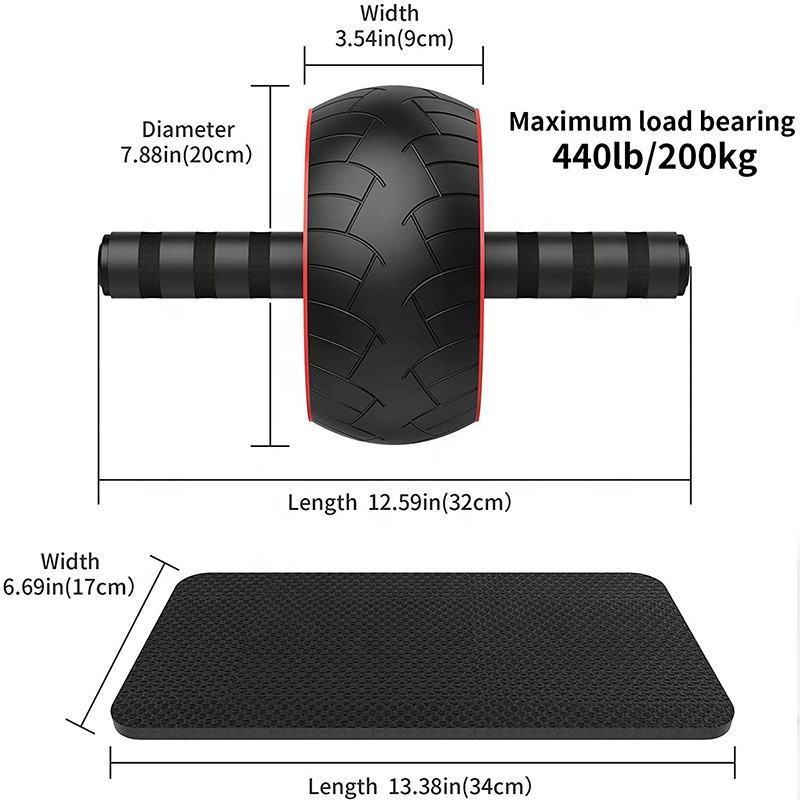 Mute Gym Fitness Abdominal Muscle Exercise Workout Sports Abdominal Crunch Machine AB Wheel Roller with Mat