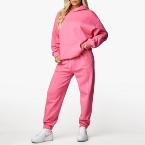 High Quality Pink Women 2 Piece Pant Sets Joggers Sweat Suit Sets Winter Tracksuits Long Sleeve Women's Hoodies Sweatshirts Set