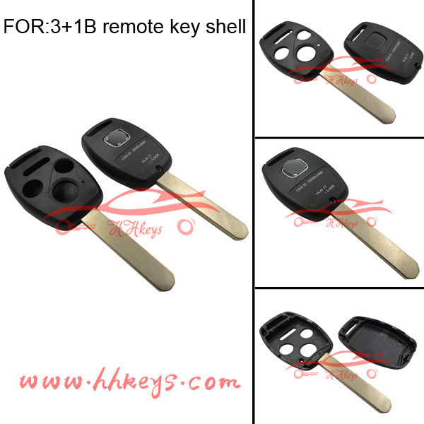 Universal car key blank 3+1 button remote key shell without chip place for Hoda Odyssey key