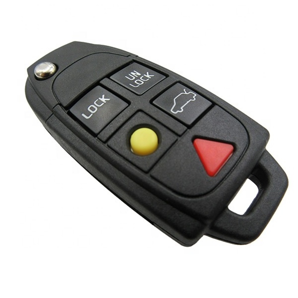 Volvo car 4+1 button remote control blank car key case shell with battery holder