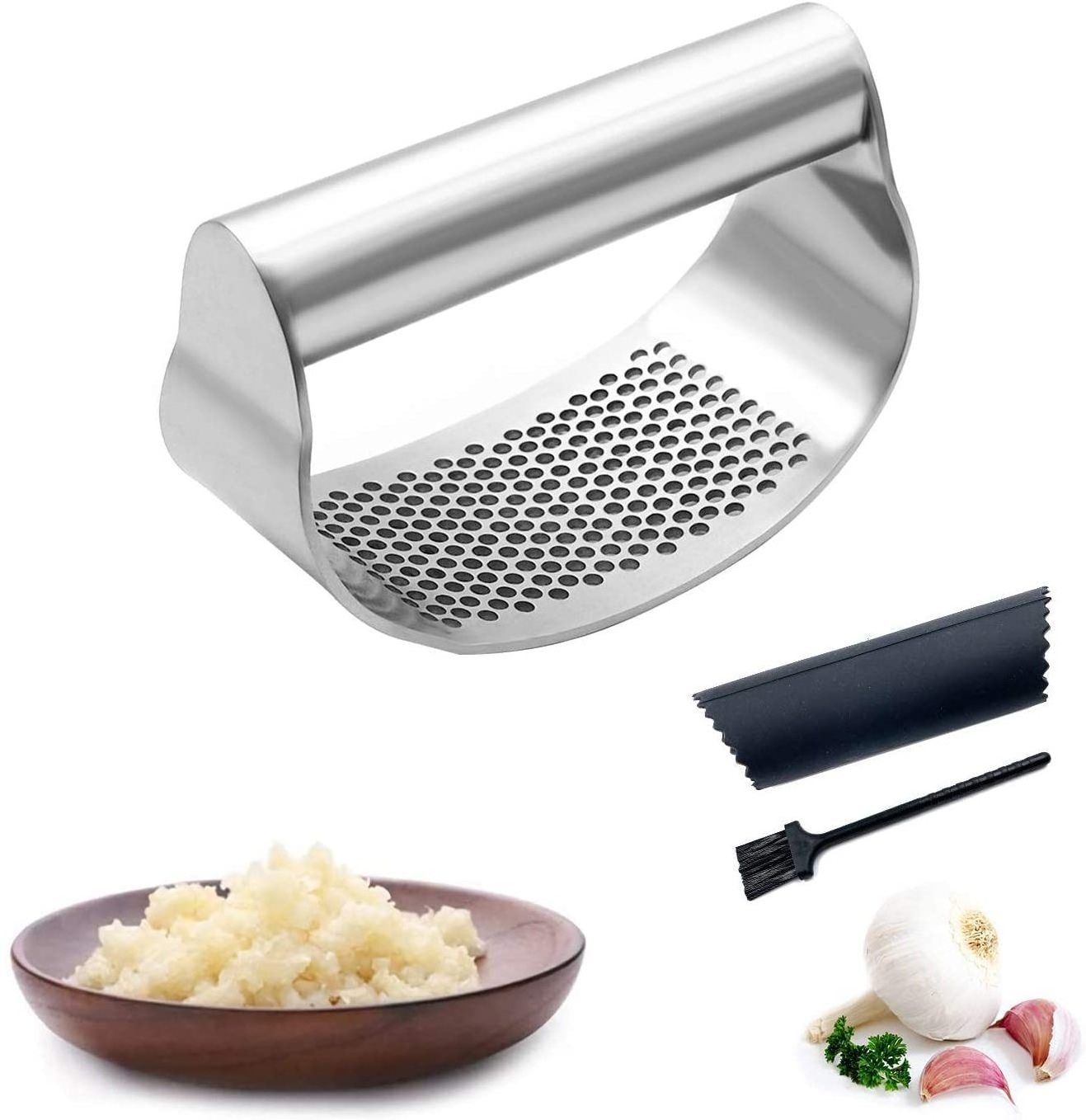 Kitchen Tools Manual Garlic Press Crusher Multifunction Handheld Stainless Steel Garlic Masher Ginger Press