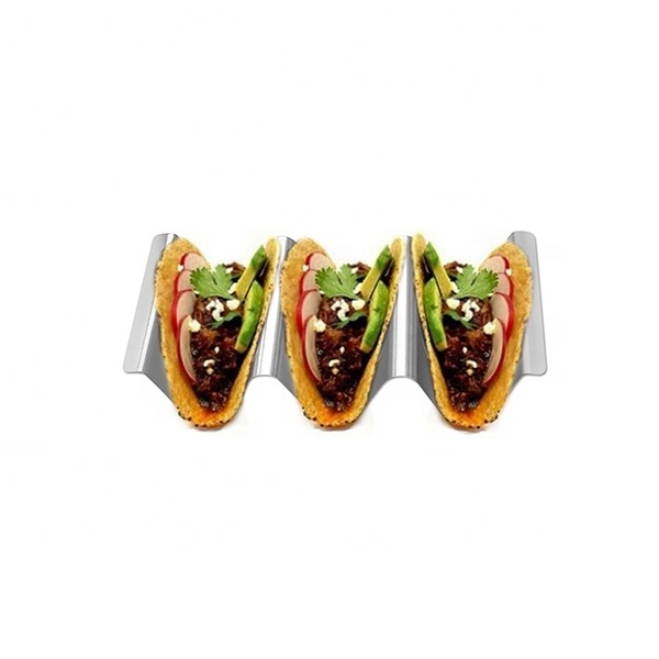 High quality Smooth Edge Truck Tray Style Each Rack Holds Up To 3 Tacos Stainless Steel Taco Holder all season