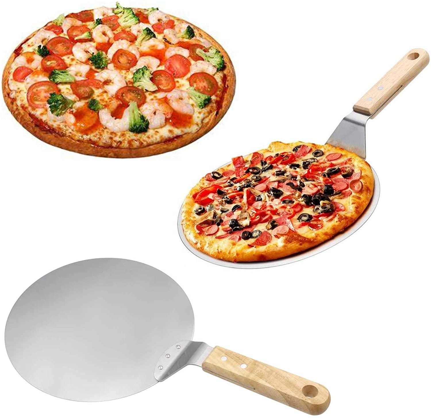 2023 Hot Sell High Grade  Pizza Peel Stainless Steel Pizza Shovel With Wood Handle