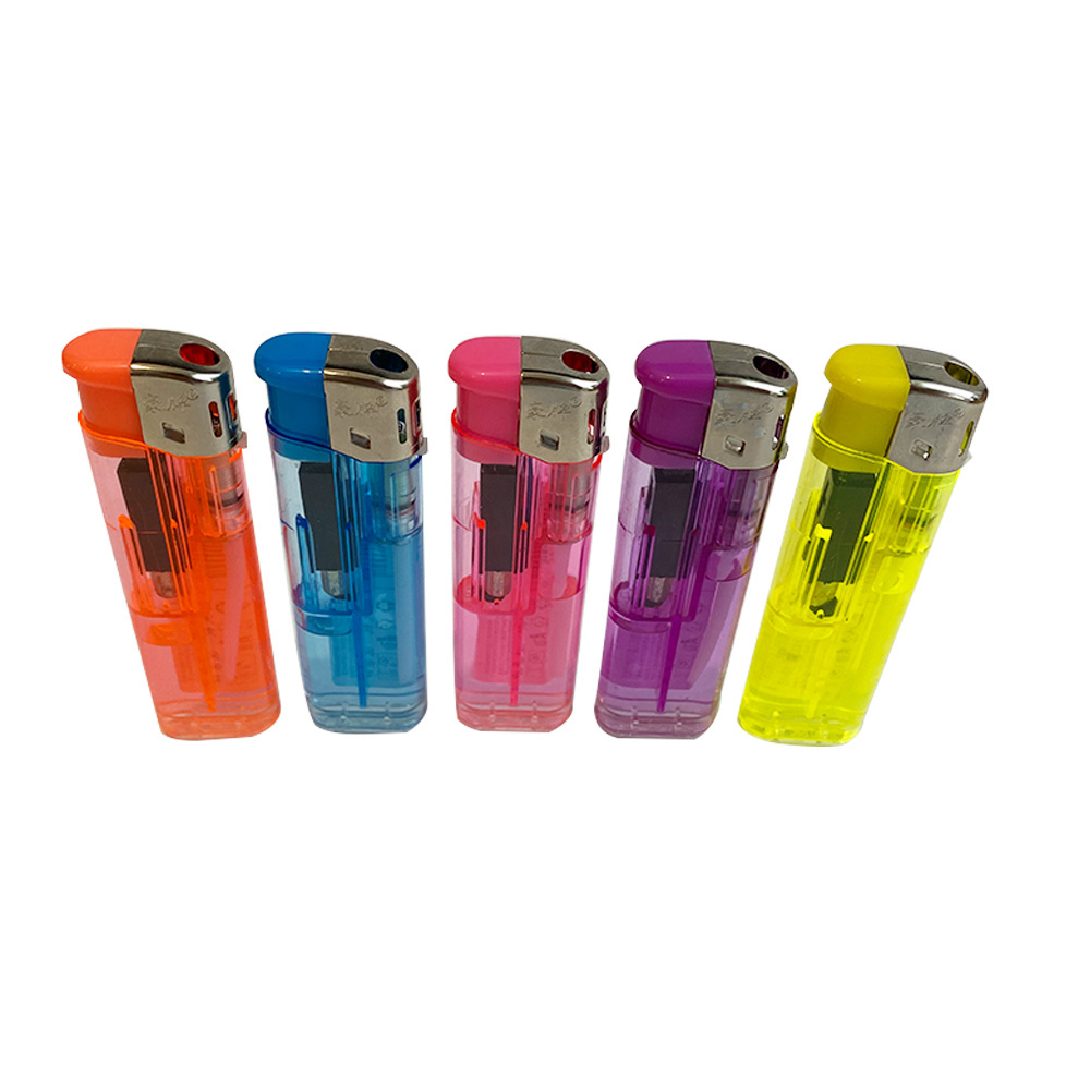 Transparent Plastic Electric Gas Lighter / Disposable plastic Lighter with custom logo / encendedores Cigarette smoking lighter