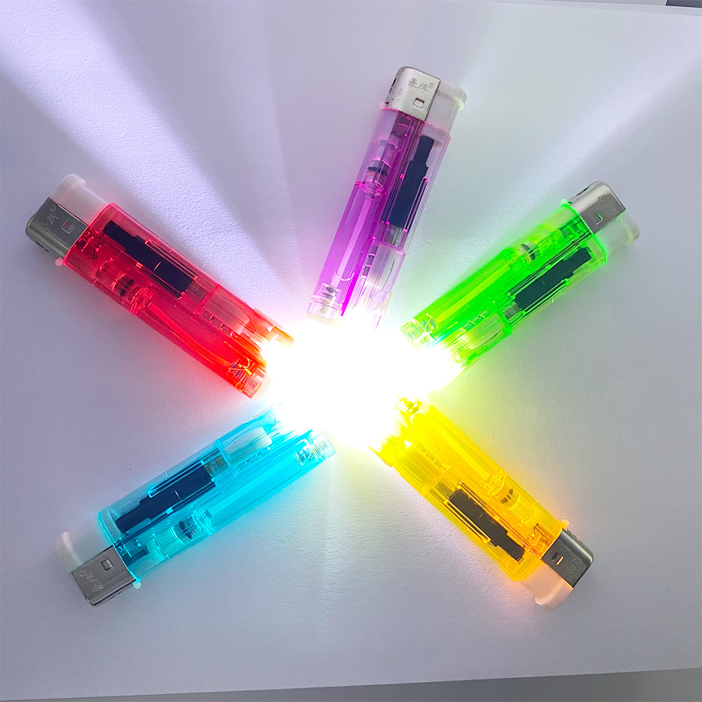 Colored Plastic LED Cakmak Smoking Rechargeable Electronic gas cigarette Lighter encendedores Electric lighter