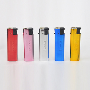 HAOPAI Customized logo Cigarette iron case butane Gas Refillable Cigarette Gas lighter Plastic Electric jet flame lighter