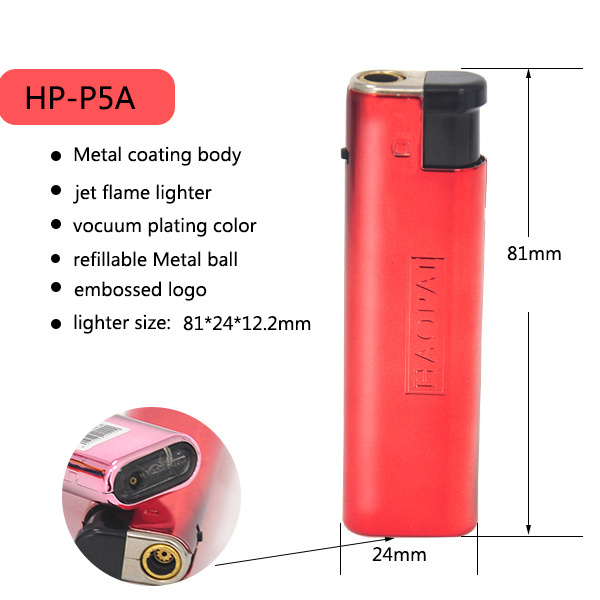 HAOPAI Customized logo Cigarette iron case butane Gas Refillable Cigarette Gas lighter Plastic Electric jet flame lighter