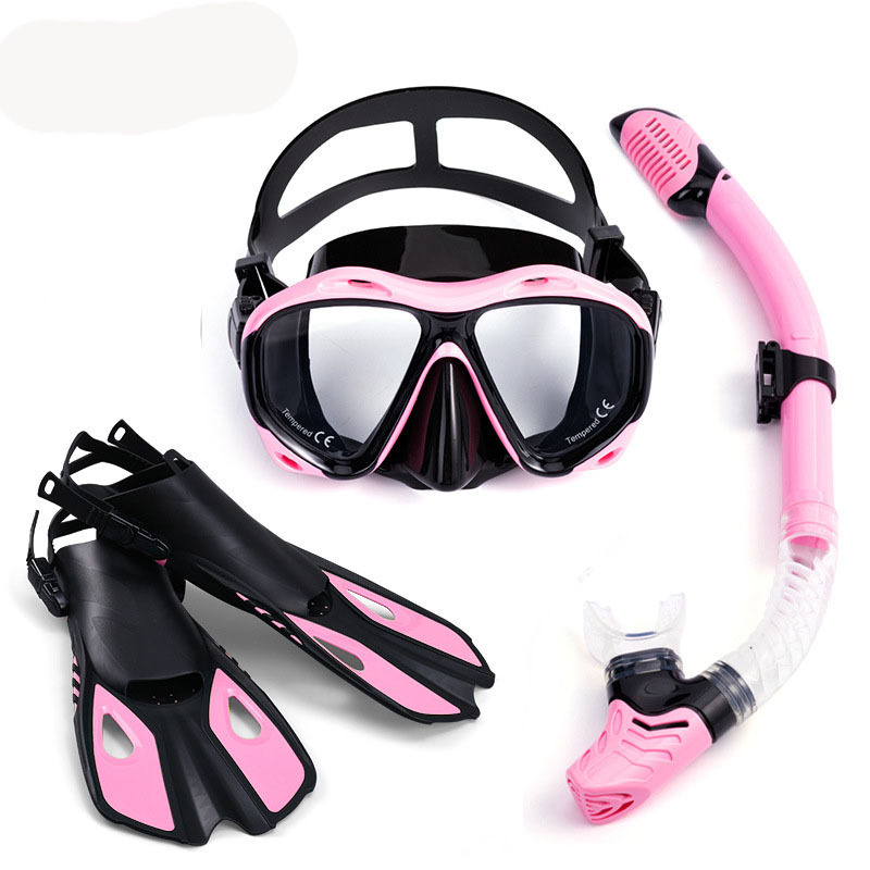 Adults Dry Top Anti Fog Diving Equipment Snorkel Scuba Set Flippers Snorkel Tube Diving Mask Swimming Goggles Diving Fins