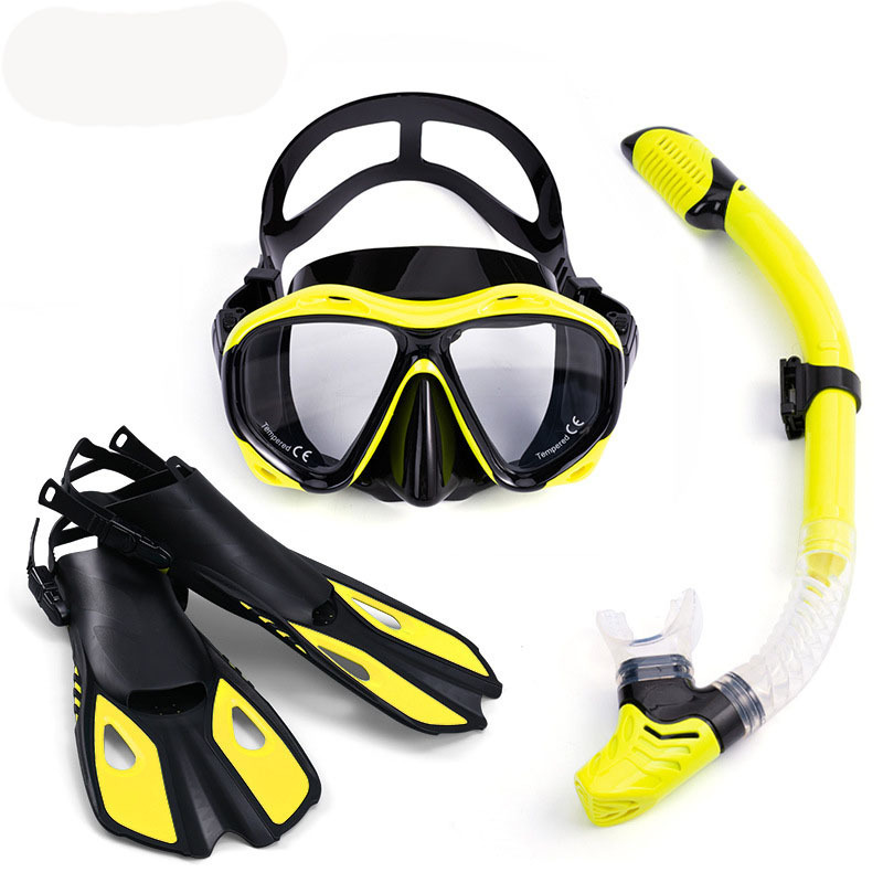 Adults Dry Top Anti Fog Diving Equipment Snorkel Scuba Set Flippers Snorkel Tube Diving Mask Swimming Goggles Diving Fins