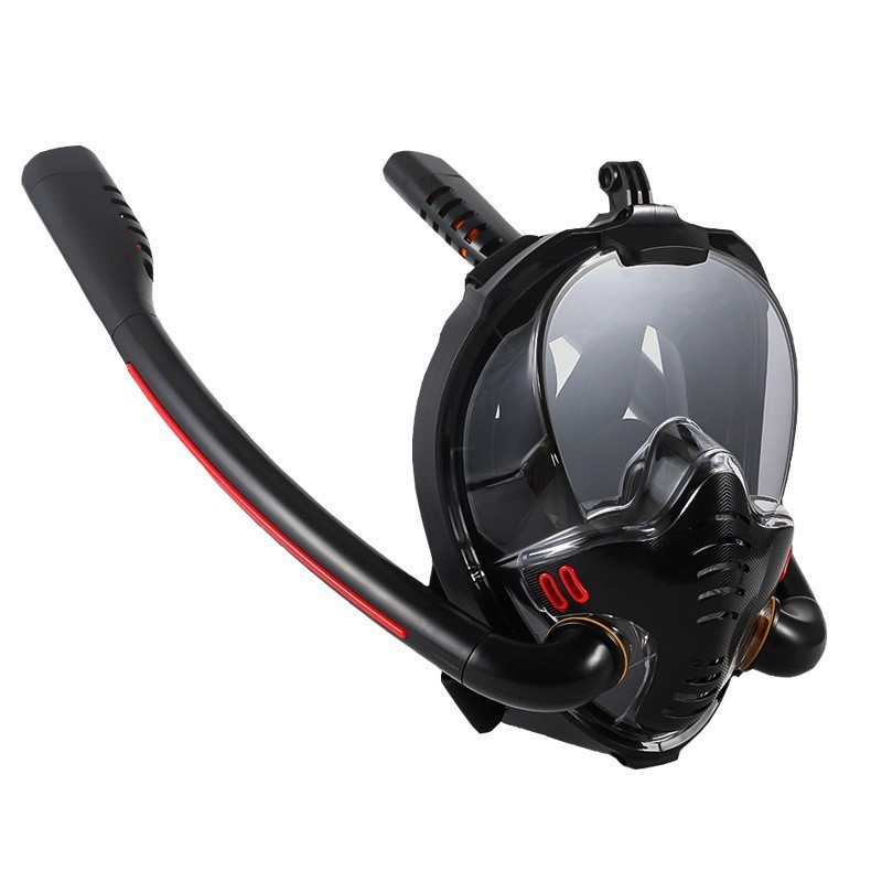 Custom Diving Equipment Detachable Camera Mount Snorkeling Mask 180 Panoramic View Double Tube Full Face Snorkeling Diving Mask