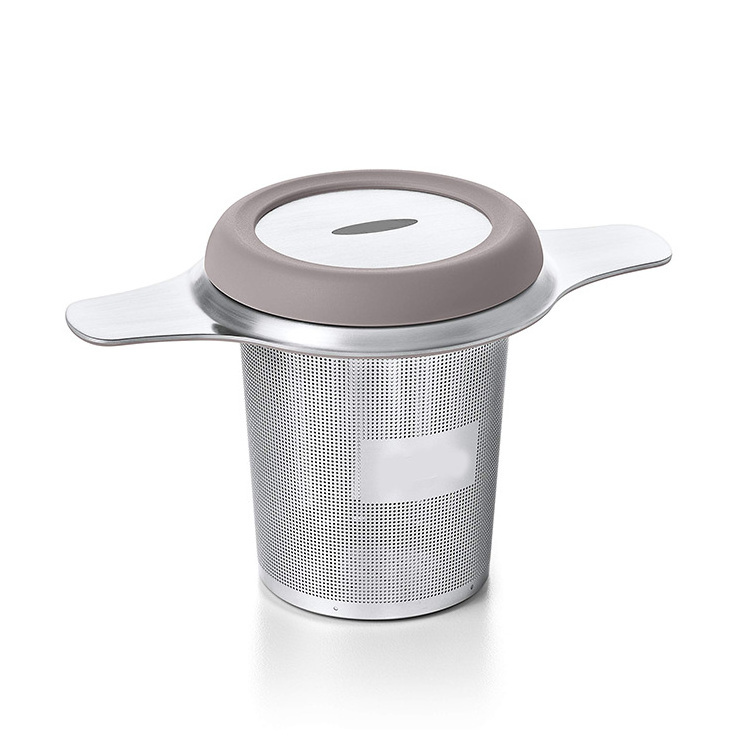 Harmony Wholesale Customized Logo Fine Mesh Double Handle Loose Leaf Stainless Steel Tea Infuser Strainer with Lid