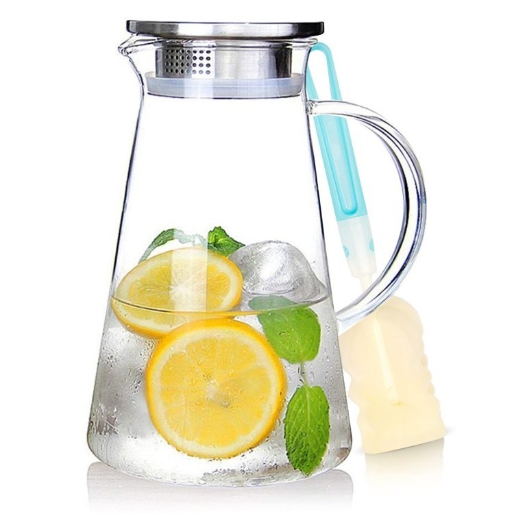 Cold Water Bottle Four Seasons Household Water Cup Set Large Capacity Glass Cold Hot Stainless Steel Cover Teapot Glass