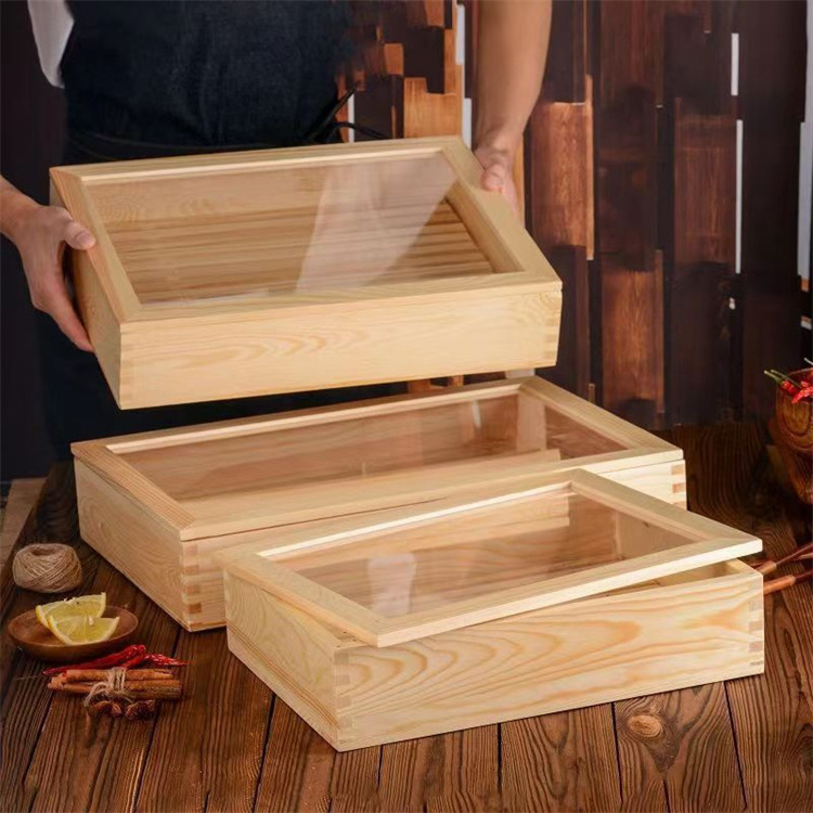 Harmony  Wooden Sushi Box With Wood Lid Eco Friendly Japanese Lunch Box Bento Lunch Box Sushi Food Container