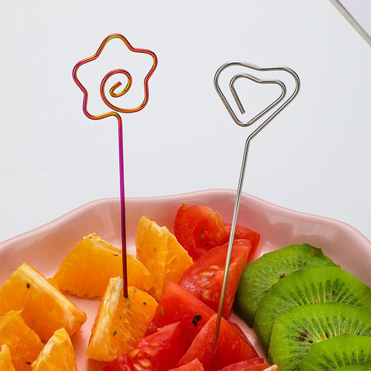 Harmony Hot Selling 304 Stainless Steel Fruit Creative Stick Household Fruit Fork Cocktail Picks Stainless Steel