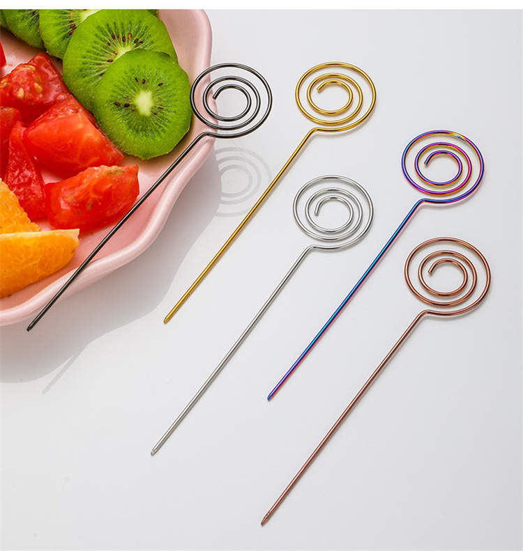 Harmony Hot Selling 304 Stainless Steel Fruit Creative Stick Household Fruit Fork Cocktail Picks Stainless Steel