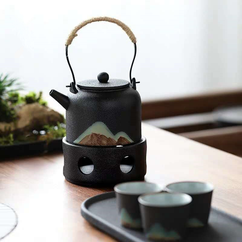 Harmony New Design Hand-Painted Chinese Antique Black Handmade Stoneware Ceramic Floral Tea Pot