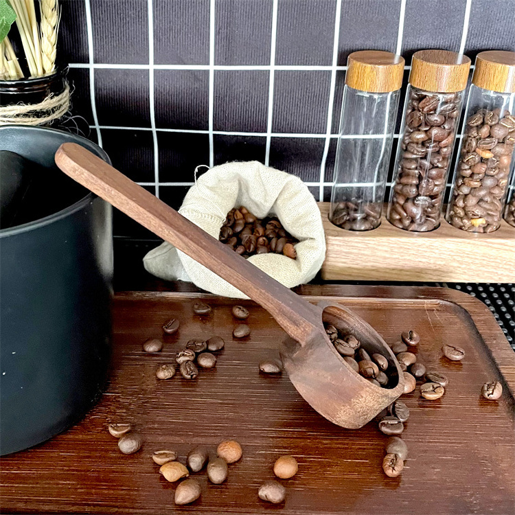 Harmony Wholesale Hot Sale Measuring  Unique Black Walnut Beech   Small For Coffee Beans  Round  Wooden Scoop