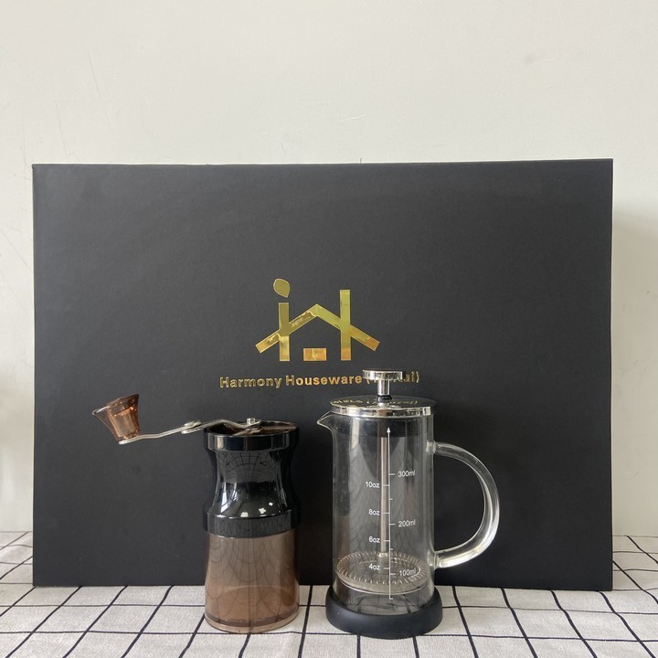 Harmony Hot Selling Wholesale Manual Grinder French Press Pot Kit Out Tea Dripper Simple Coffee Set