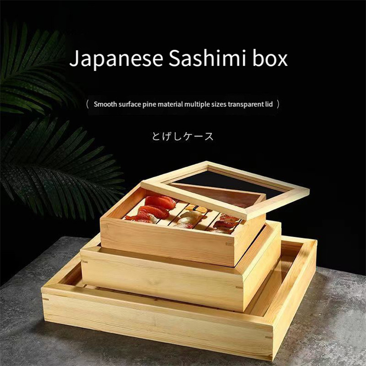 Harmony  Wooden Sushi Box With Wood Lid Eco Friendly Japanese Lunch Box Bento Lunch Box Sushi Food Container