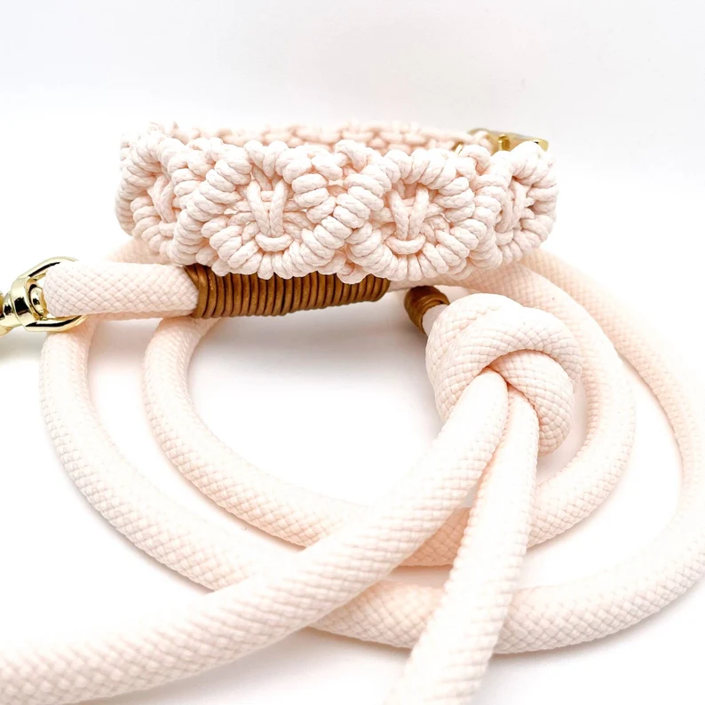 New arrival outdoor heavy duty  custom macrame walking dog running paracord rope collar & leash set belt